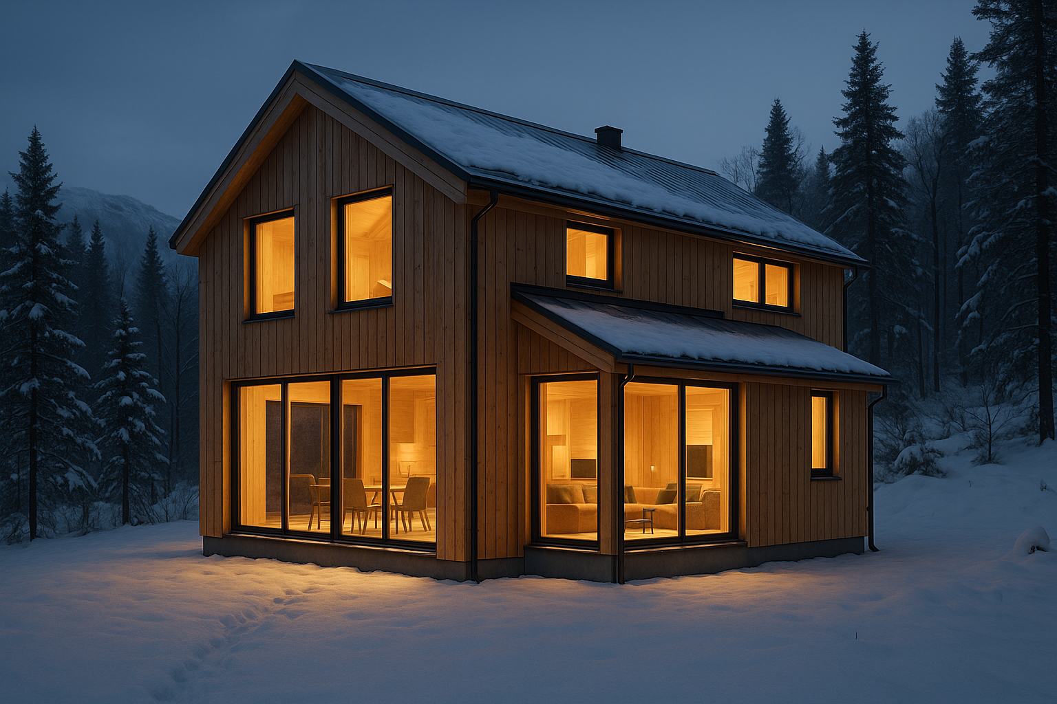 Timber Frame House in the forest